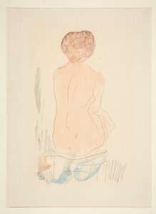 Siedzący nago, widziany z tyłu autorstwa Auguste Rodin
