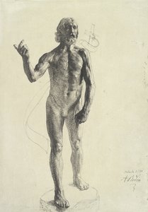 Św. Jan Chrzciciel, 1880 (czarny tusz z grafitem na papierze) autorstwa Auguste Rodin