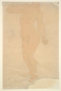 Nagość stojąca (głowa częściowo odcięta brzegiem papieru) autorstwa Auguste Rodin