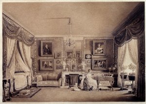 Sypialnia księżnej Berry w Tuileries. Rysunek Auguste Garneray (1785-1824)