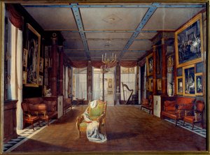 Sala muzyczna w Chateau de la Malmaison w 1812 r. Obraz Auguste Garneray (1785-1824) 1812 nd. 0,66x0,91 m Malmaison, muzeum zamkowe