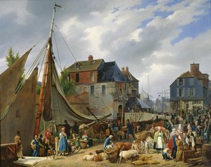 Załadunek żywego inwentarza na „pasażera” w porcie Honfleur, 1823 r.