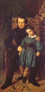Victor Hugo (1802-85) i jego syn, Francois-Victor, 1836