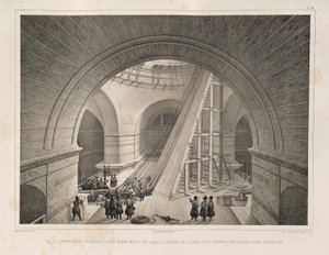 Widok wnętrza katedry i rampy Z: Budowa katedry św. Izaaka, 1845