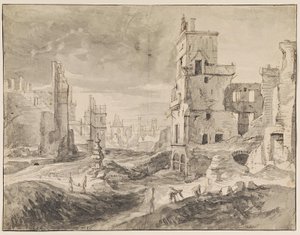 Bruksela po bombardowaniu 1695 autorstwa Augustin Coppens