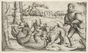 Polowanie na niedźwiedzie, 1569. autorstwa Augustin Hirschvogel