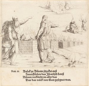 Ofiara Balaka i Proroctwo Balaama, 1548. autorstwa Augustin Hirschvogel
