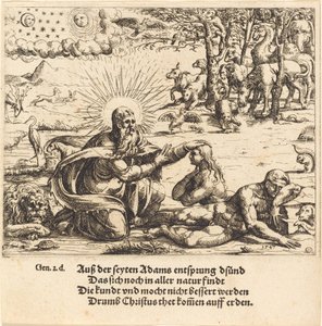 Stworzenie Ewy, 1547. autorstwa Augustin Hirschvogel
