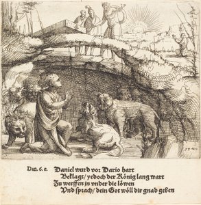 Daniel w jaskini lwów, 1549. autorstwa Augustin Hirschvogel