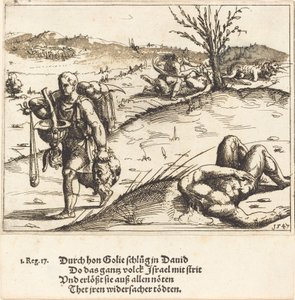 Dawid ścina Goliata, 1547. autorstwa Augustin Hirschvogel