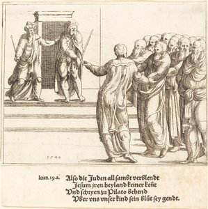 Ecce Homo, a Żydzi wypierają się Chrystusa autorstwa Augustin Hirschvogel