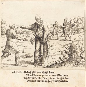 Elizeusz karze Gehaziego trądem Naamana, 1547.