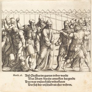 Prowadzenie Jezusa do Kajfasza, 1549. autorstwa Augustin Hirschvogel