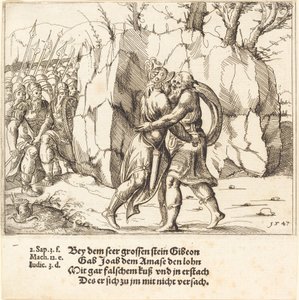 Joab zdradza Abnera, 1547. autorstwa Augustin Hirschvogel