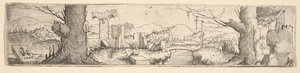 Krajobraz, 1545. autorstwa Augustin Hirschvogel