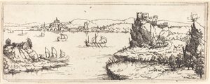 Krajobraz z żaglówkami, 1546. autorstwa Augustin Hirschvogel