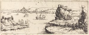 Pejzaż z żaglówkami [płyta dolna], 1546. autorstwa Augustin Hirschvogel
