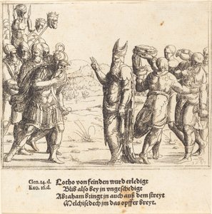 Melchizedek z chlebem i winem, 1547. autorstwa Augustin Hirschvogel
