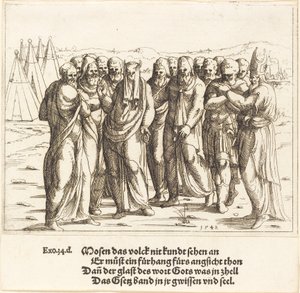Mojżesz przemawia do dzieci Izraela, 1548. autorstwa Augustin Hirschvogel