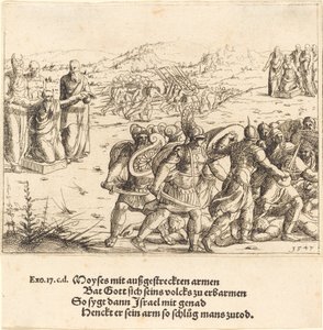 Mojżesz z wyciągniętymi ramionami, 1547. autorstwa Augustin Hirschvogel