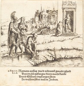 Naaman jest wyleczony z trądu, 1547. autorstwa Augustin Hirschvogel