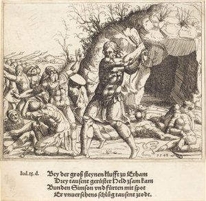 Samson zabija Filistynów autorstwa Augustin Hirschvogel