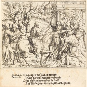 Wejście do Jerozolimy, 1547. autorstwa Augustin Hirschvogel