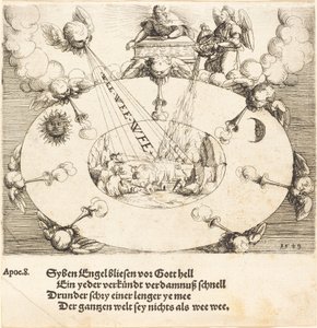 Otwarcie siódmej pieczęci, 1549. autorstwa Augustin Hirschvogel