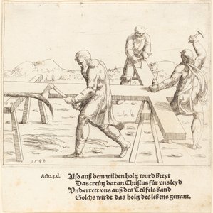 Przygotowanie krzyża, 1548. autorstwa Augustin Hirschvogel