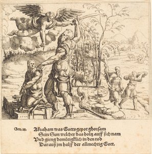 Ofiara Izaaka, 1547. autorstwa Augustin Hirschvogel