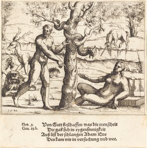 Kuszenie Ewy, 1548. autorstwa Augustin Hirschvogel