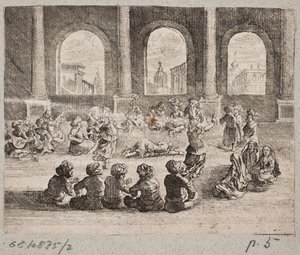 Orientalne wnętrze pałacowe z towarzystwem tancerek autorstwa Augustin John