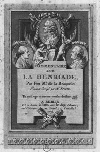 Frontyspis komentarza de la Beaumelle do „La Henriade” Voltaire