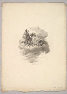 Winieta z monetą na chmurze z różami po lewej i gołębiami poniżej i po prawej..., 1778-80. autorstwa Augustin de Saint Aubin