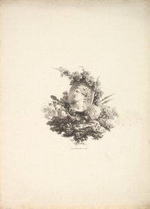 Winieta z głową Bachusa na Kornelianie, Tom I, s. 242, z Description de..., 1778-80. autorstwa Augustin de Saint Aubin