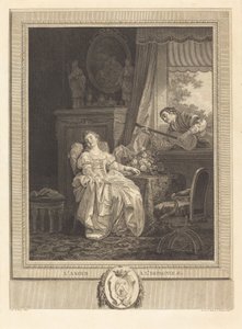 Hiszpańska miłość autorstwa Augustin de Saint Aubin and Noël Pruneau after Jean Baptiste Le Prince