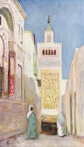 Ulica w Tunisie (kolorowa litografia)
