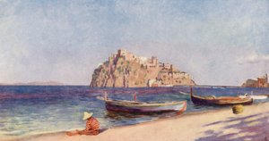 Zamek Pescara, Ischia (kolorowa litografia)