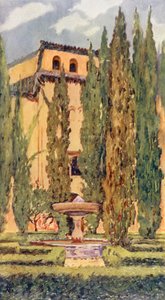 Dwór Lindaraxa, Alhambra (kolorowa litografia)