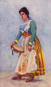 Tancerka Tarantelli w Sorrento (kolorowa litografia) autorstwa Augustine Fitzgerald