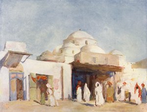Kopuły meczetu w Tunisie (kolorowa litografia)