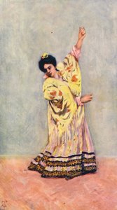 Hiszpański cygan tańczący tangę (kolorowa litografia) autorstwa Augustine Fitzgerald