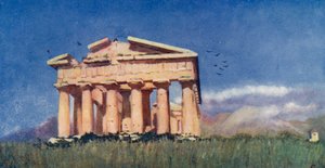 Świątynia Posejdona, Paestum (kolorowa litografia)