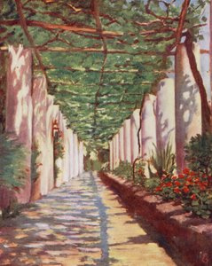 Taras hotelu Cappucini, Amalfi, w pełni lata (kolorowa litografia) autorstwa Augustine Fitzgerald