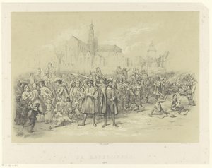 Retorycy rozdają broszury Rederijkers 1500 (tytuł na obiekcie) autorstwa Augustinus Jacobus Bernardus Wouters