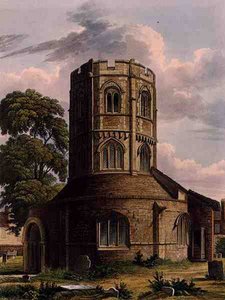 Bazylika Grobu Świętego, Cambridge, z „Historii Cambridge”, ryt. J. Hill, wyd. przez R. Ackermanna autorstwa Augustus Charles (after) Pugin