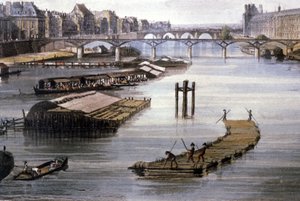 Transport towarowy w Paryżu, ok. 1810 r. (rycina) autorstwa Augustus Charles (after) Pugin