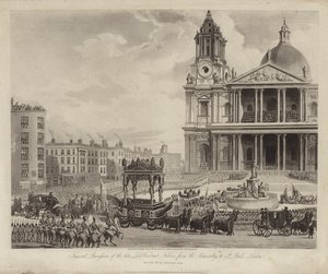 Kondukt pogrzebowy admirała Lorda Nelsona z Admiralicji do katedry św. Pawła, City of London, 9 stycznia 1806 (grawerowanie)
