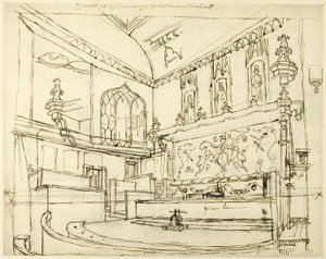 Sąd Kanclerski, Westminster Hall autorstwa Augustus Charles Pugin