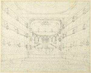 Studium do oratorium - teatr Covent Garden, z Mikrokosmosu Londynu autorstwa Augustus Charles Pugin